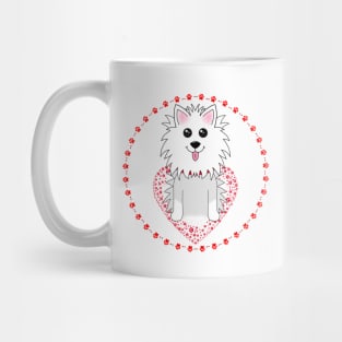 Dog with Red Paw Print Mug